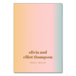 Retro Pastel Gradient Bröllop Anpassningsbar Monte Bordsnummer