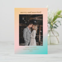 Retro Pastel Gradient Merry Married Bröllop Photo
