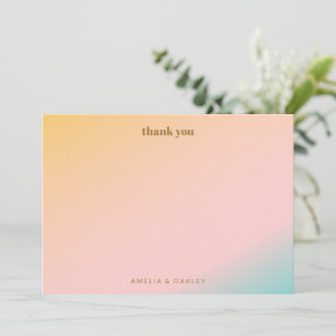 Retro Pastel Gradient Unik Anpassningsbar Bröllop Tack Kort