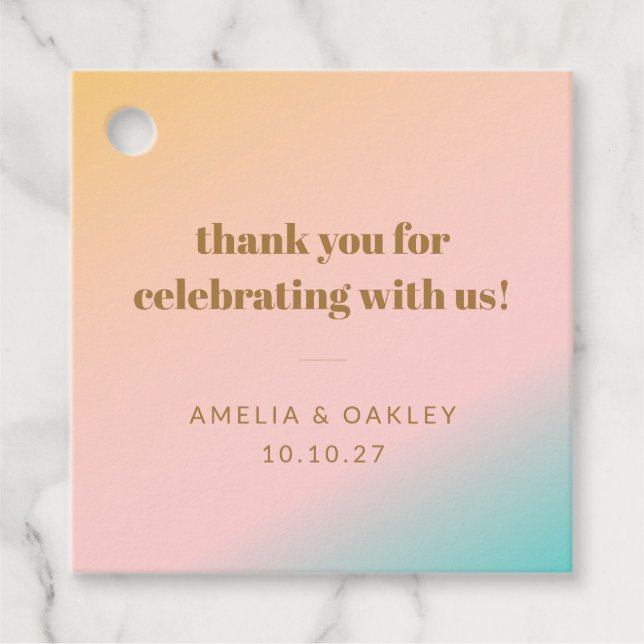 Retro Pastel Gradient Unik Anpassningsbar i Bröllo Gåvor Etiketter (Framsida)