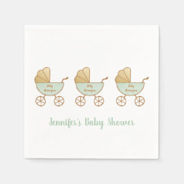 Retro Pastel Grönt Carriages Parad Baby Shower Pappersservett