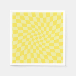 Retro Pastel Gult Checkar - förskjuten kontrollpan Pappersservett