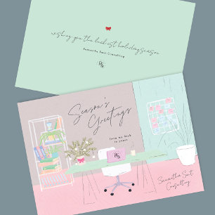 Retro Pastel Hand plockade Office Logotyp Corporat Julkort