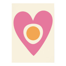 Retro Pastel Heart and Circle Wall Poster