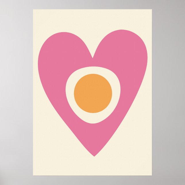 Retro Pastel Heart and Circle Wall Poster (Framsidan)