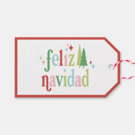 Retro Pastel-jul | Feliz Navidad Presentetikett