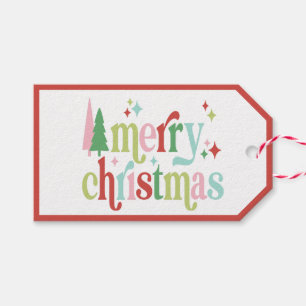 Retro Pastel-jul GOD JUL Presentetikett