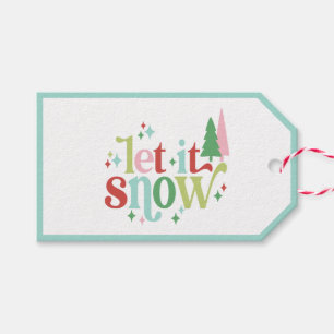 Retro Pastel-jul LÅT DET SNÖA Presentetikett