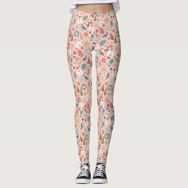 Retro Pastel-jul Leggings (Framsida)