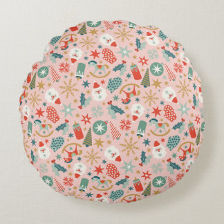 Retro Pastel-jul Rund Kudde