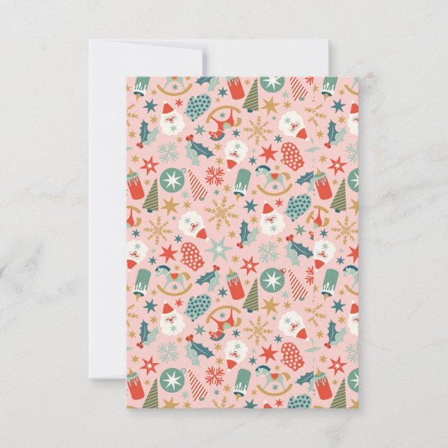 Retro Pastel-jul Tack Kort (Framsida)