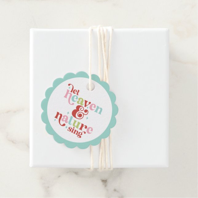 Retro Pastel-julen Låt himlen och naturen Sjunga Gåvor Etiketter (På plats)