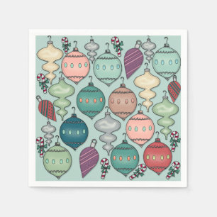 Retro Pastel julprydnadsföremål på Opal Blue Pappersservett