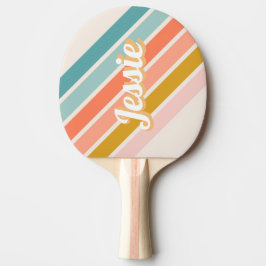 Retro Pastel Rainbow Personlig Namn Pingisracket