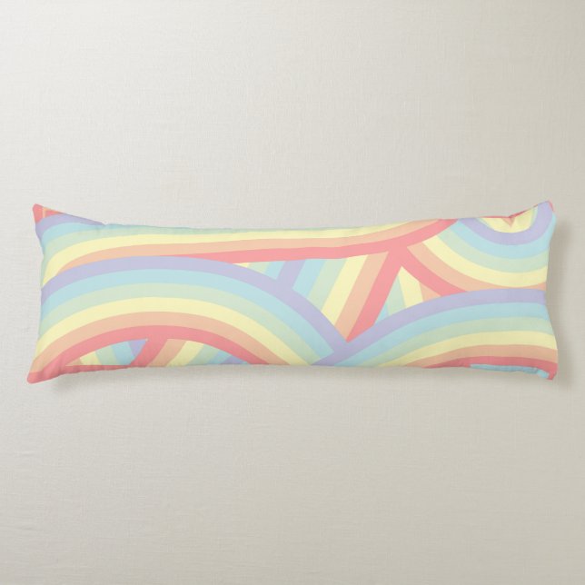 Retro Pastel Rainbow Rand Mönster Kroppskudde (Framsidan)
