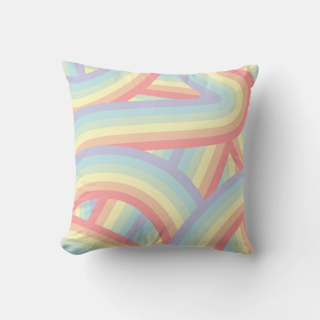Retro Pastel Rainbow Rand Mönster Kudde (Framsida)