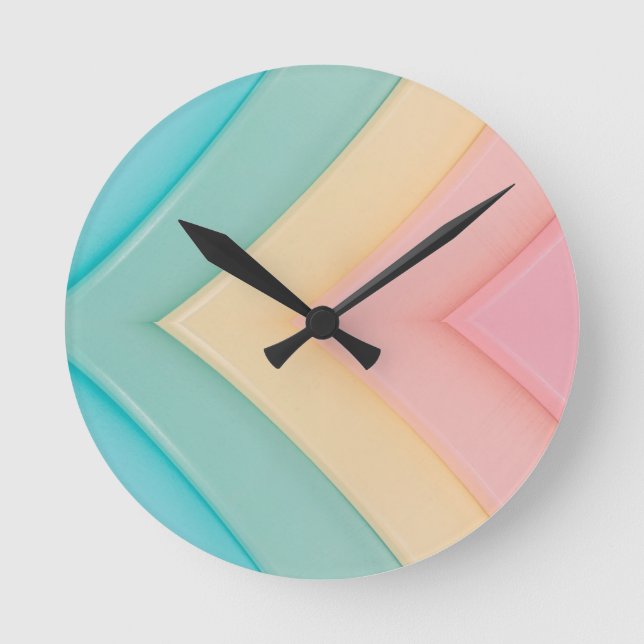 Retro Pastel Rainbow Wall Clock Rund Klocka (Framsida)