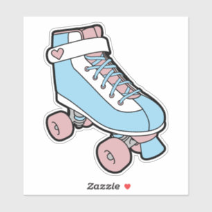 Retro Pastel Rosa Blue Girly Tecknad Roller Skate Klistermärken