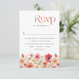 Retro Pastel Rosa Boho Vild Flowers Bröllop OSA Kort