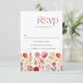 Retro Pastel Rosa Boho Vild Flowers Bröllop OSA Kort