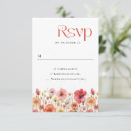 Retro Pastel Rosa Boho Vild Flowers Bröllop OSA Kort