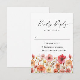 Retro Pastel Rosa Boho Vild Flowers Bröllop OSA Kort