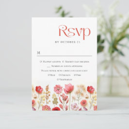 Retro Pastel Rosa Boho Vild Flowers Bröllop OSA Kort