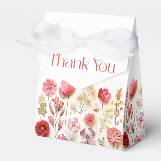 Retro Pastel Rosa Boho Wildblomma Bröllop Presentaskar (Framsidan Sidan)