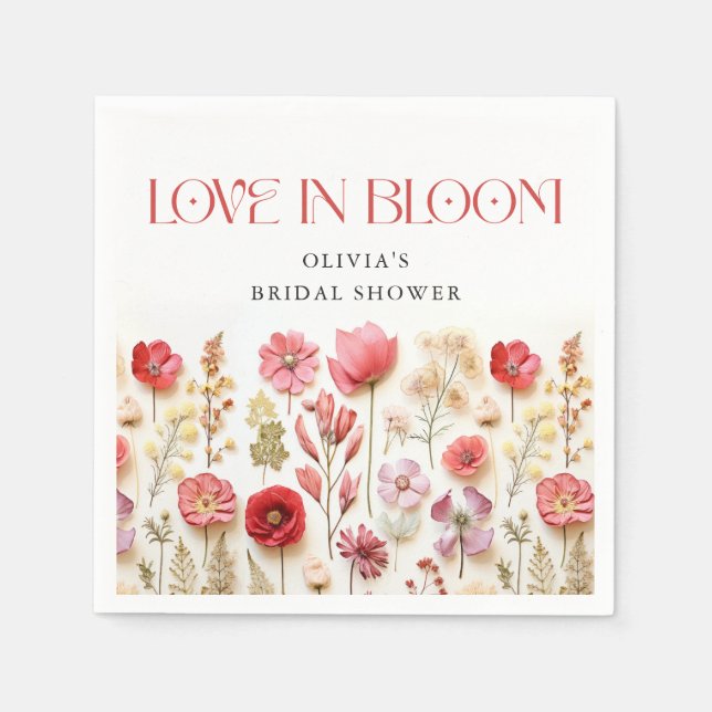 Retro Pastel Rosa Boho Wildblomma Möhippa Pappersservett (Framsidan)
