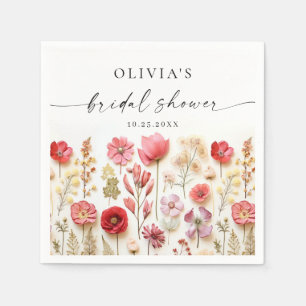Retro Pastel Rosa Boho Wildblomma Möhippa Pappersservett