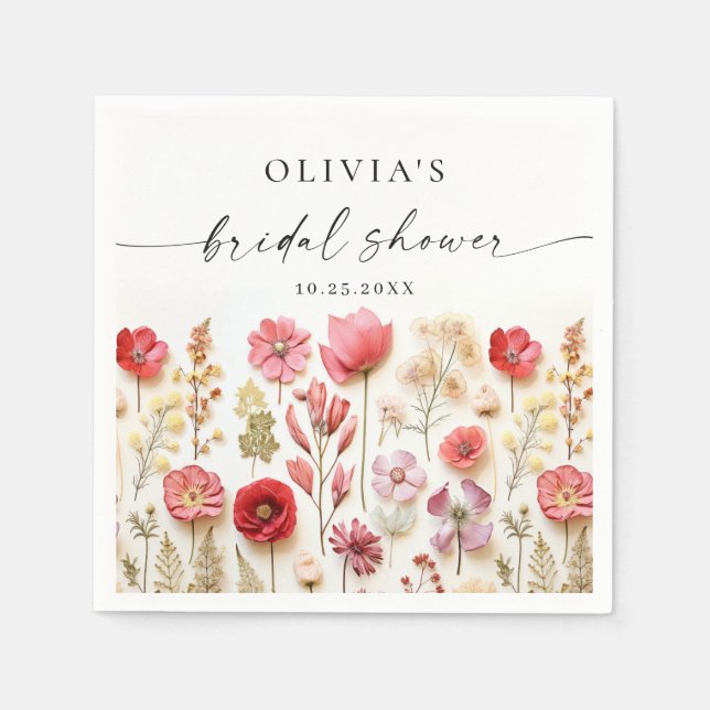 Retro Pastel Rosa Boho Wildblomma Möhippa Pappersservett (Framsidan)