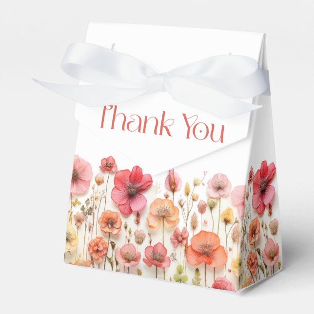 Retro Pastel Rosa Boho Wildblomma Möhippa Presentaskar (Framsidan Sidan)