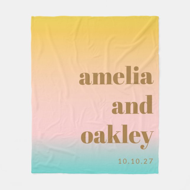 Retro Pastel Rosa Gradient Unik Anpassningsbar Brö Fleecefilt (Framsidan)