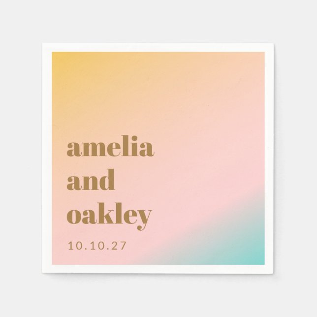 Retro Pastel Rosa Gradient Unik Anpassningsbar Brö Pappersservett (Framsidan)