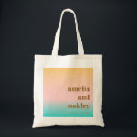 Retro Pastel Rosa Gradient Unik Anpassningsbar Brö Tygkasse<br><div class="desc">Retro Summer Beach Vibes Pastels Gradient Unik Bröllop Anpassningsbar Tote Bag</div>