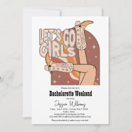 Retro Pastel Rosa Rodeo Bachelorette Helg Inbjudningar
