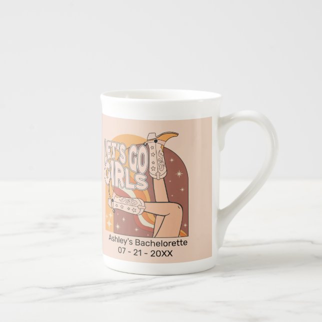 Retro pastel rosa rodeo bachelorette Party Benporslin Mugg (Höger)