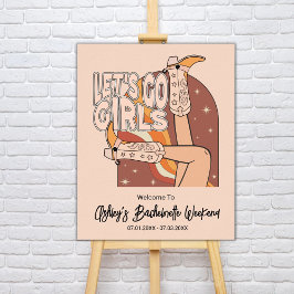 Retro Pastel Rosa Rodeo Bachelorette Välkomsttecke Poster