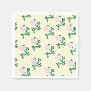 Retro Pastel Rosa Vild Ro Flower Mönster Pappersservett