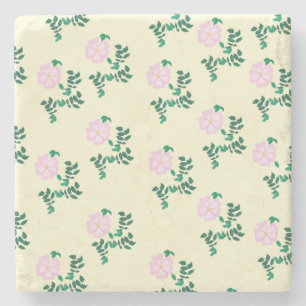Retro Pastel Rosa Vild Ro Flower Mönster Stenunderlägg