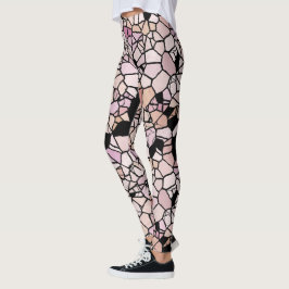 Retro Pastel Rosa Violet Mosaic Art Mönster Leggings