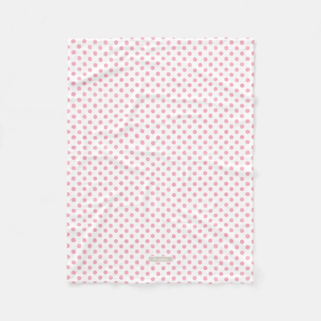 Retro pastel rosa white polka dots mönster fleecefilt (Framsidan)