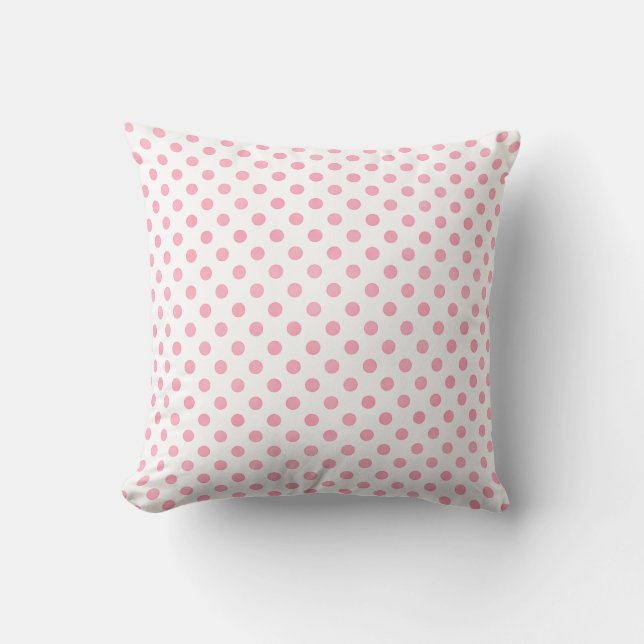 Retro pastel rosa white polka dots mönster kudde (Framsida)
