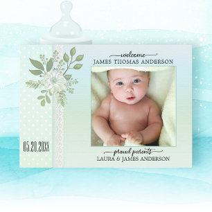 Retro Pastel Script Baby Photo Birth-meddelande Tack Kort