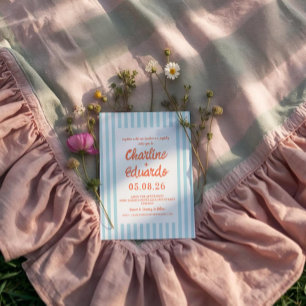 Retro Pastel Stripe-bröllopsinbjudan Inbjudningar