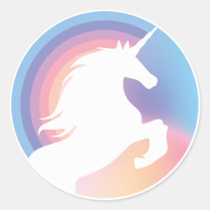 Retro Pastel Unicorn och Rainbow Redux 2022 Runt Klistermärke