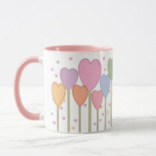 Retro Pastel Whimsical Heart Lollipos Mugg