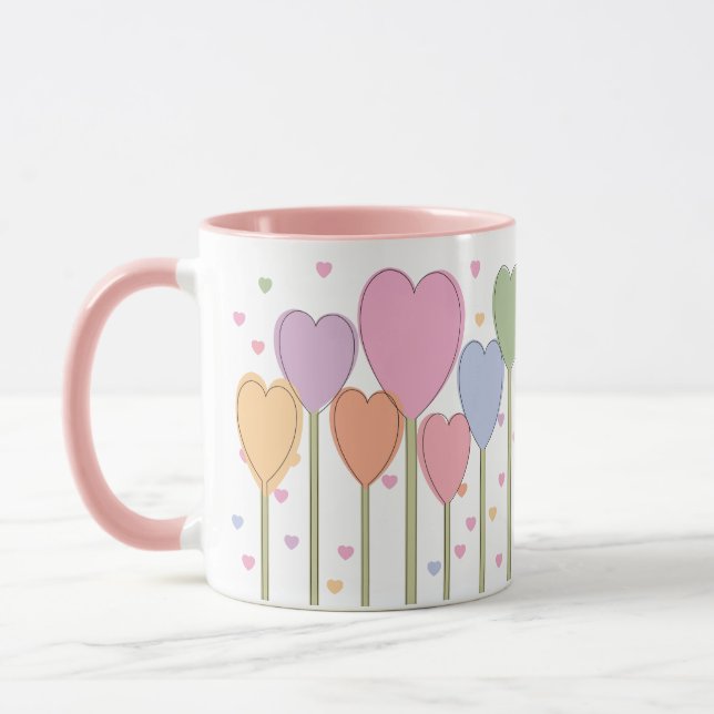 Retro Pastel Whimsical Heart Lollipos Mugg (Vänster)