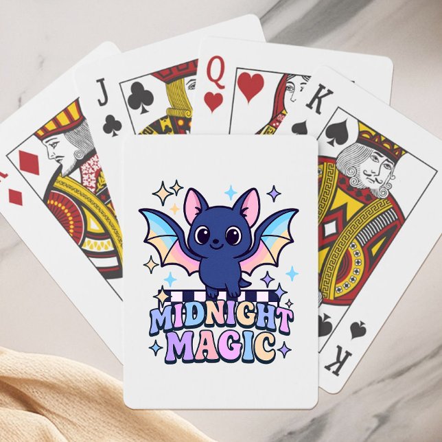 Retro Pastelcore Cute Halloween Fladdermus & Check Casinokort (The midnight magic kawaii bat design shines with retro pastel charm.)