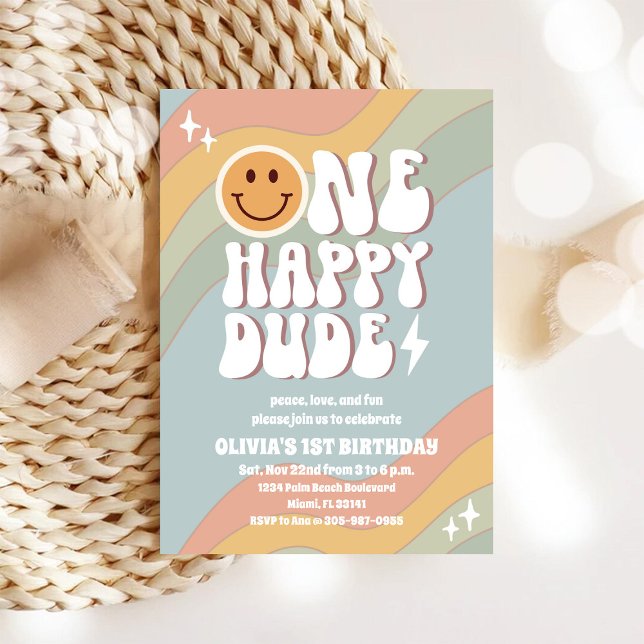 Retro Pastell 1-års inbjudan (Skapare uppladdad)